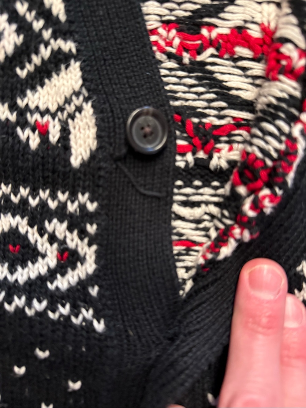Polo Ralph Lauren Men's XL Black Fair Isle Snowflake Cardigan - Picture 2 of 10